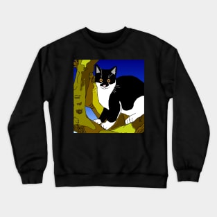 Cute Tuxedo Cat sitting in a tree  Copyright TeAnne Crewneck Sweatshirt